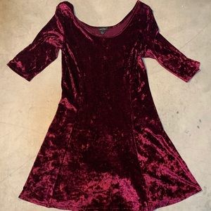 Burgundy crushed velvet dress